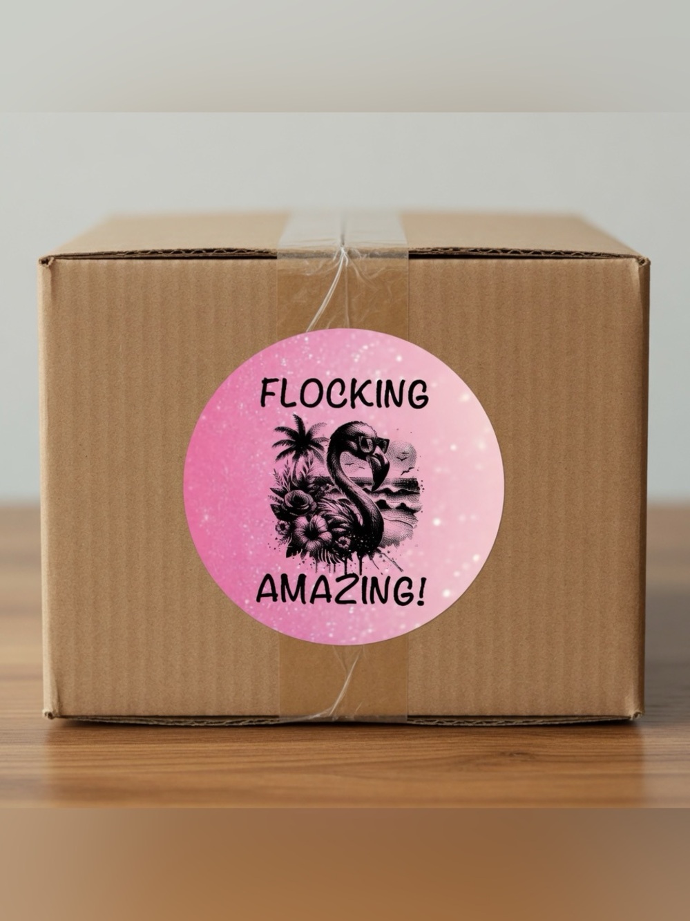 Flocking Amazing Flamingo 3” Round Stickers-100ct - Picture 2 of 2